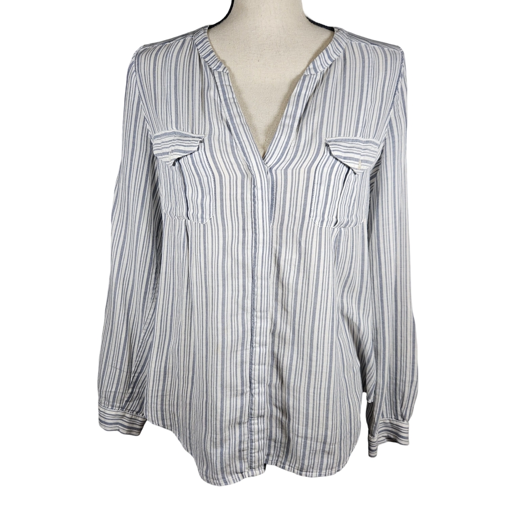 Joie Striped Long Sleeve Button Up Shirt, Blue/White, Small